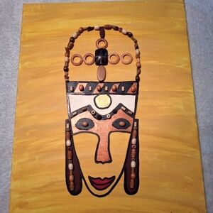 African Mask Wall Art on Canvas